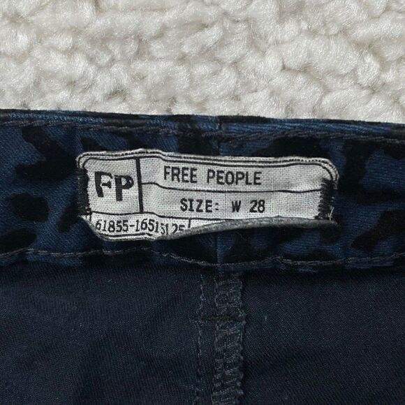 Free People Flocked Cheetah Print Skinny Pant Blue/Black - Picture 4 of 9